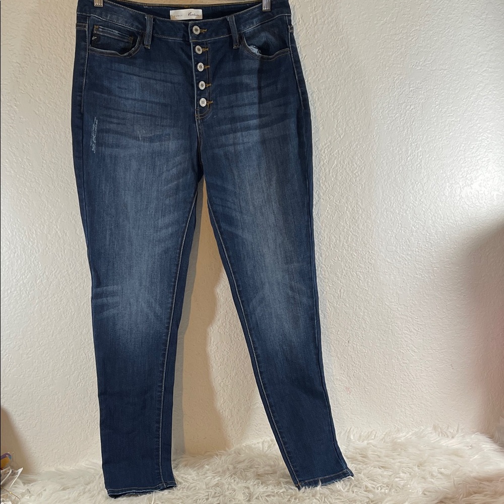 KANCAN Candice High Rise Super Skinny Jeans Curvy Blue Button Fly Size 15/31 - Picture 4 of 14
